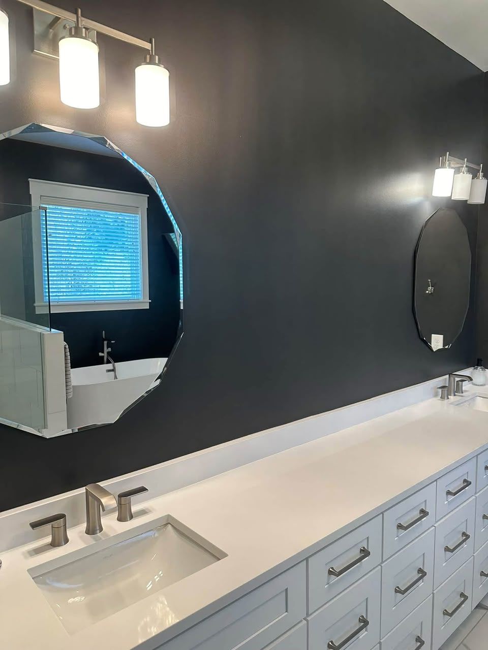 Spotless bathroom vanity and mirror